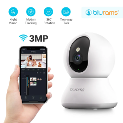 Blurams 2.4＆5G WiFi Indoor Camera, 2K, 360° PTZ Pet Dog IP CCTV Camera with Phone App, 2-Way Talk, Night Vision, for Home Securi